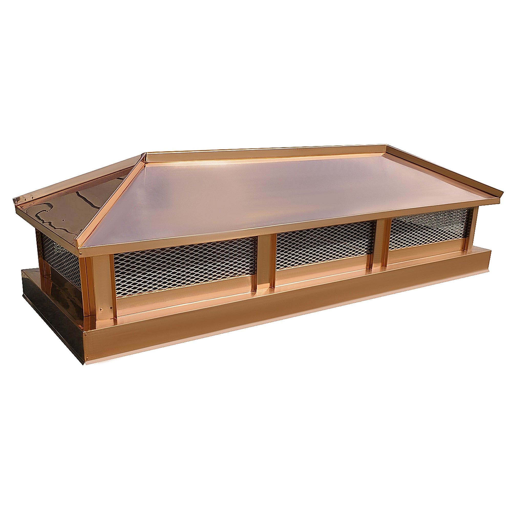 Copper Chimney Topper with Pyramid Design for Fireplaces