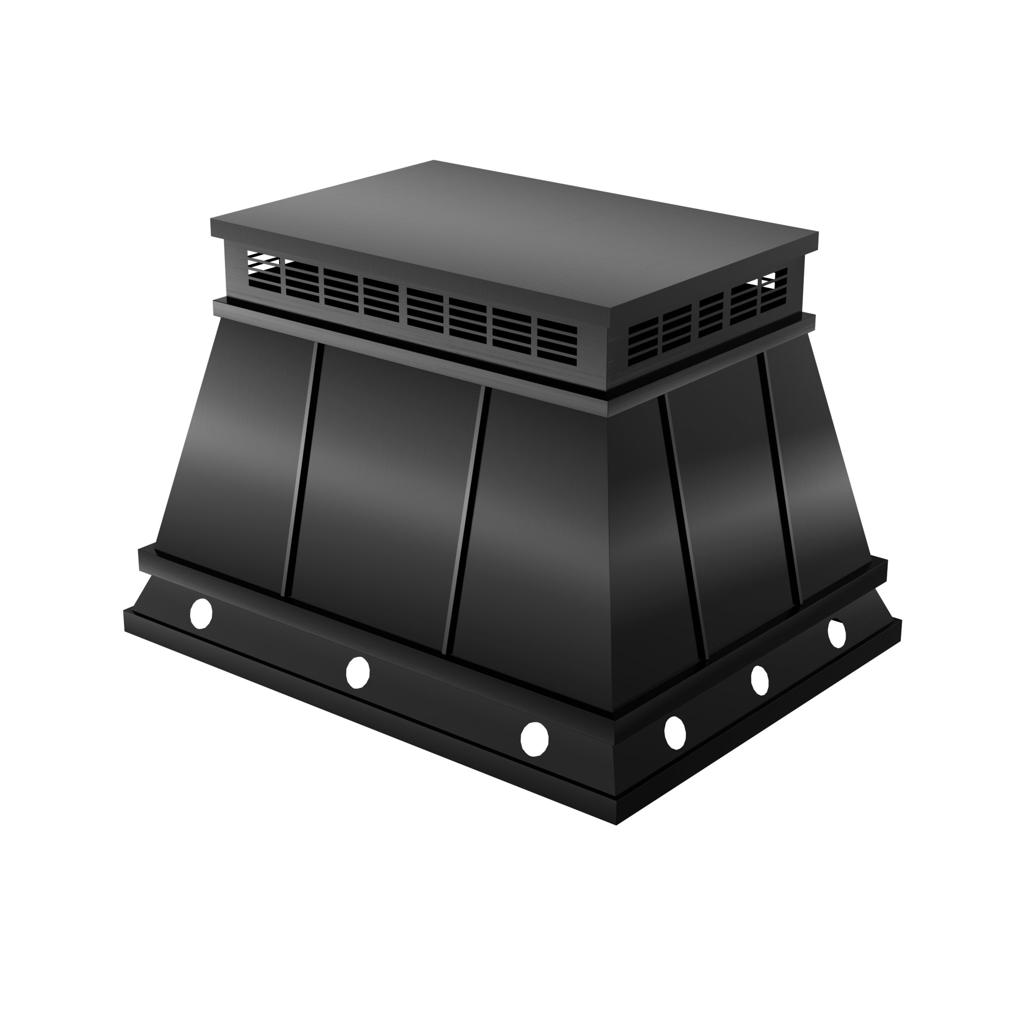 Blackened Copper chimney cap with personalized texture for commercial chimneys