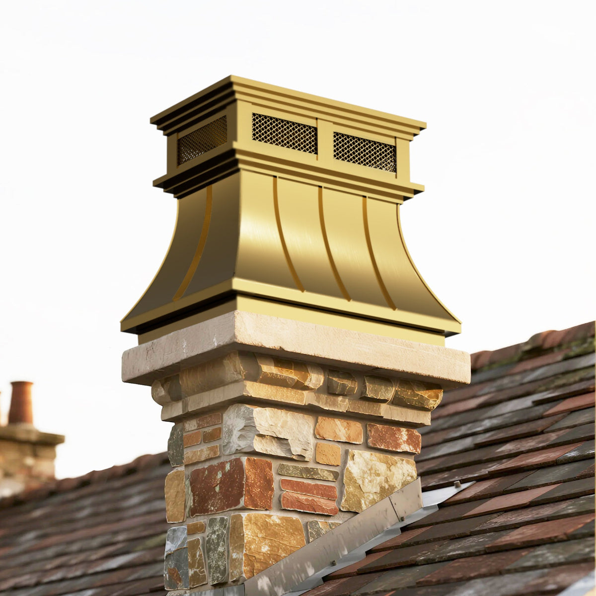 Custom Brass Flat Chimney Cap Sloped Body