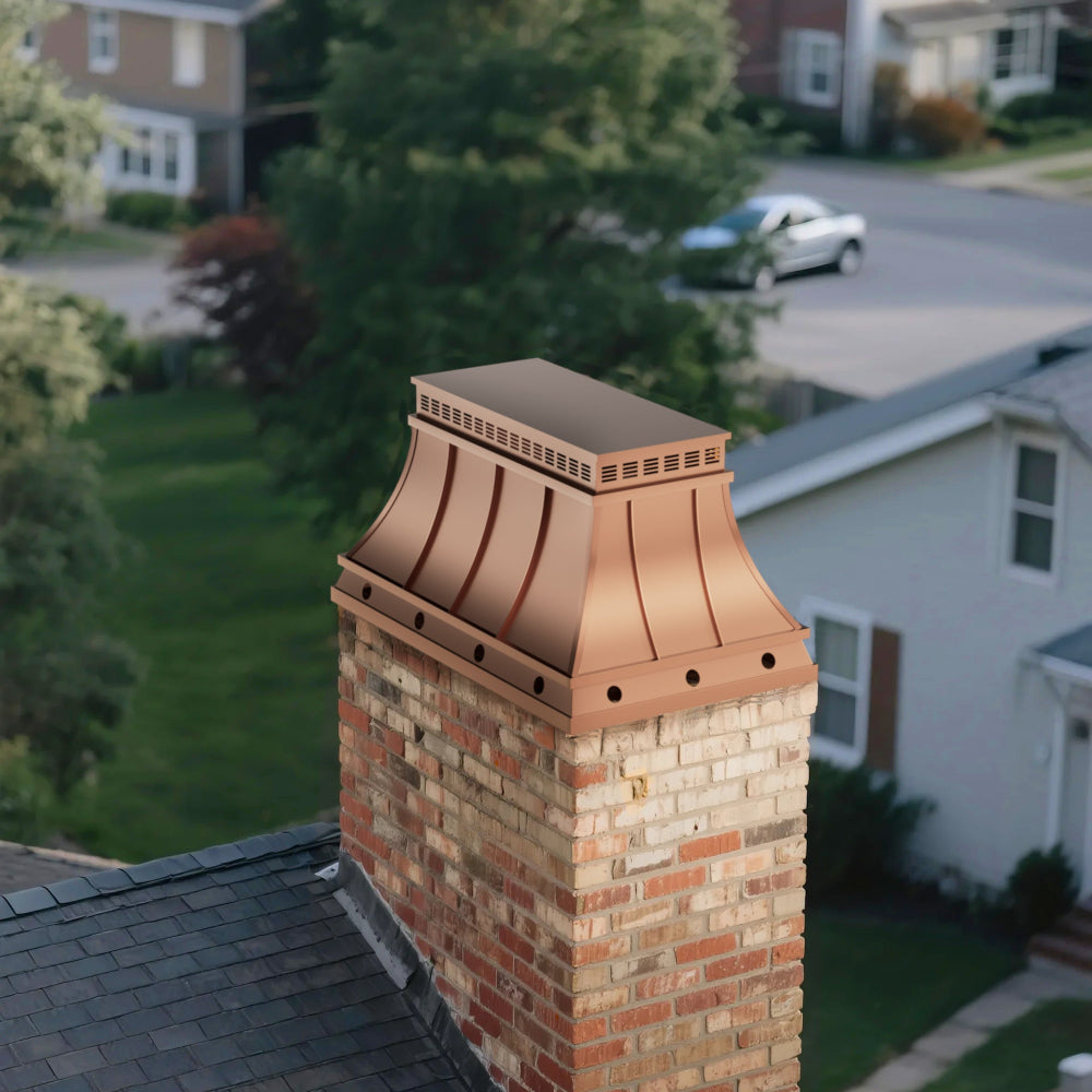 Custom Copper Chimney Topper Flat Cover for Fireplace