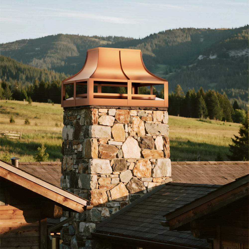 Custom Copper Flat Chimney Cap With Curve Design