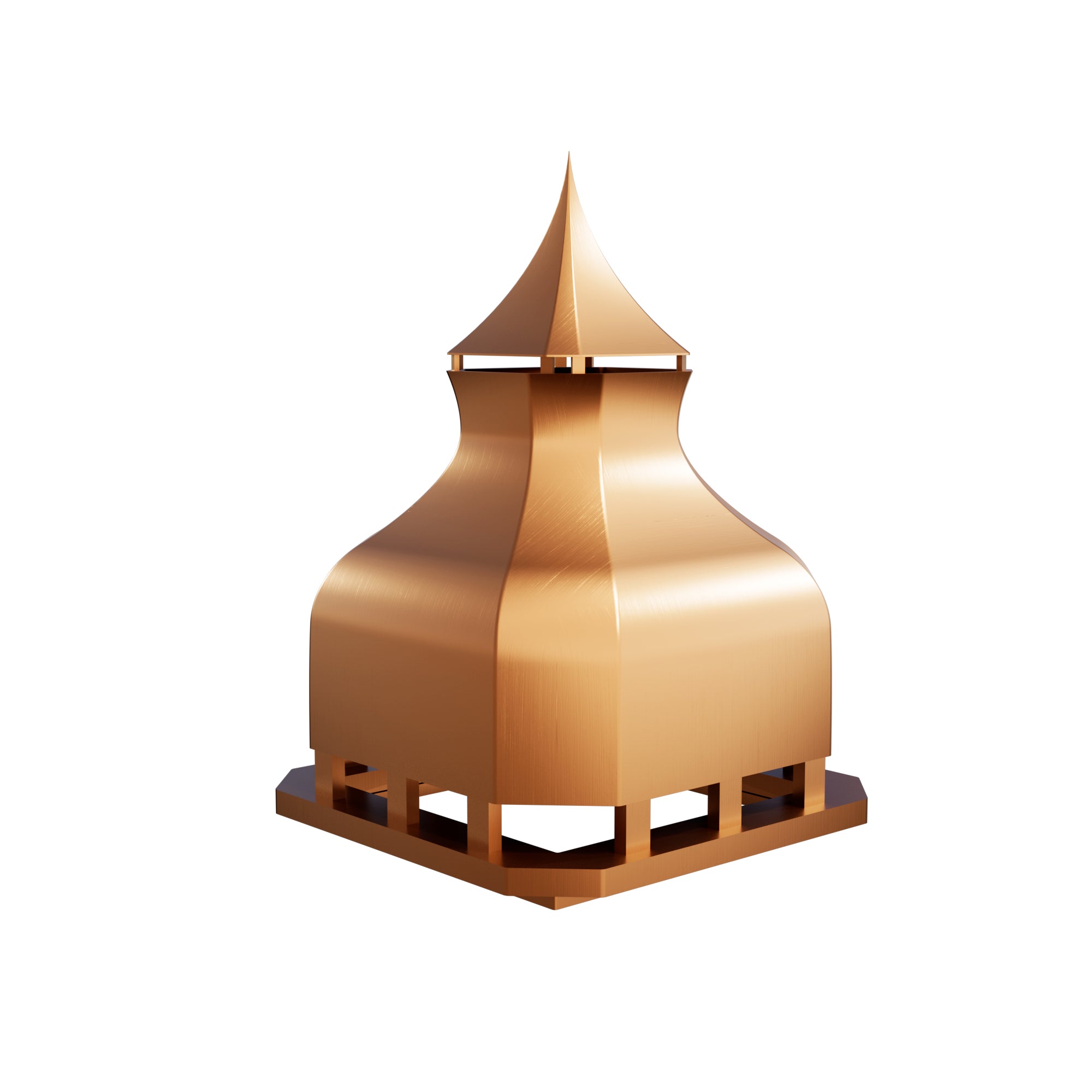 Copper chimney cap with dome flue cover for bungalow chimneys