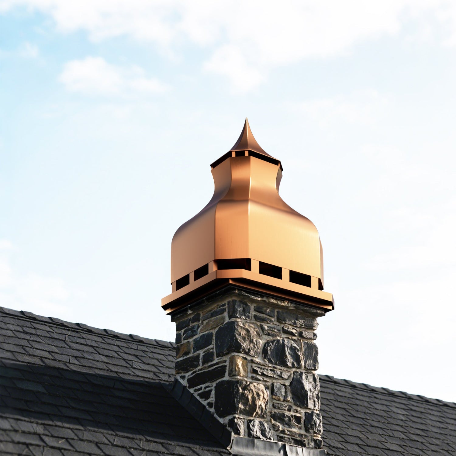 Copper chimney cap with dome design  for cottage chimneys