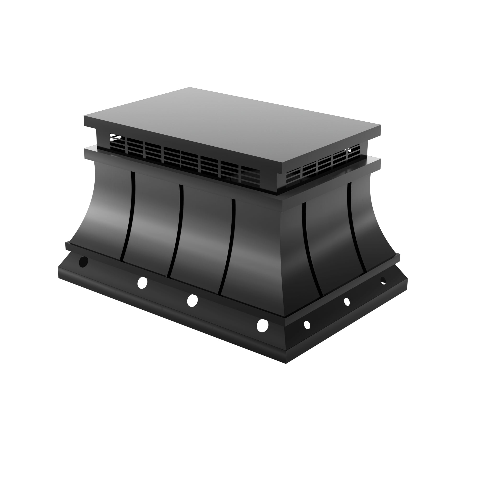 Custom Black Stainless Steel chimney cap with tailored dimensions for commercial chimneys