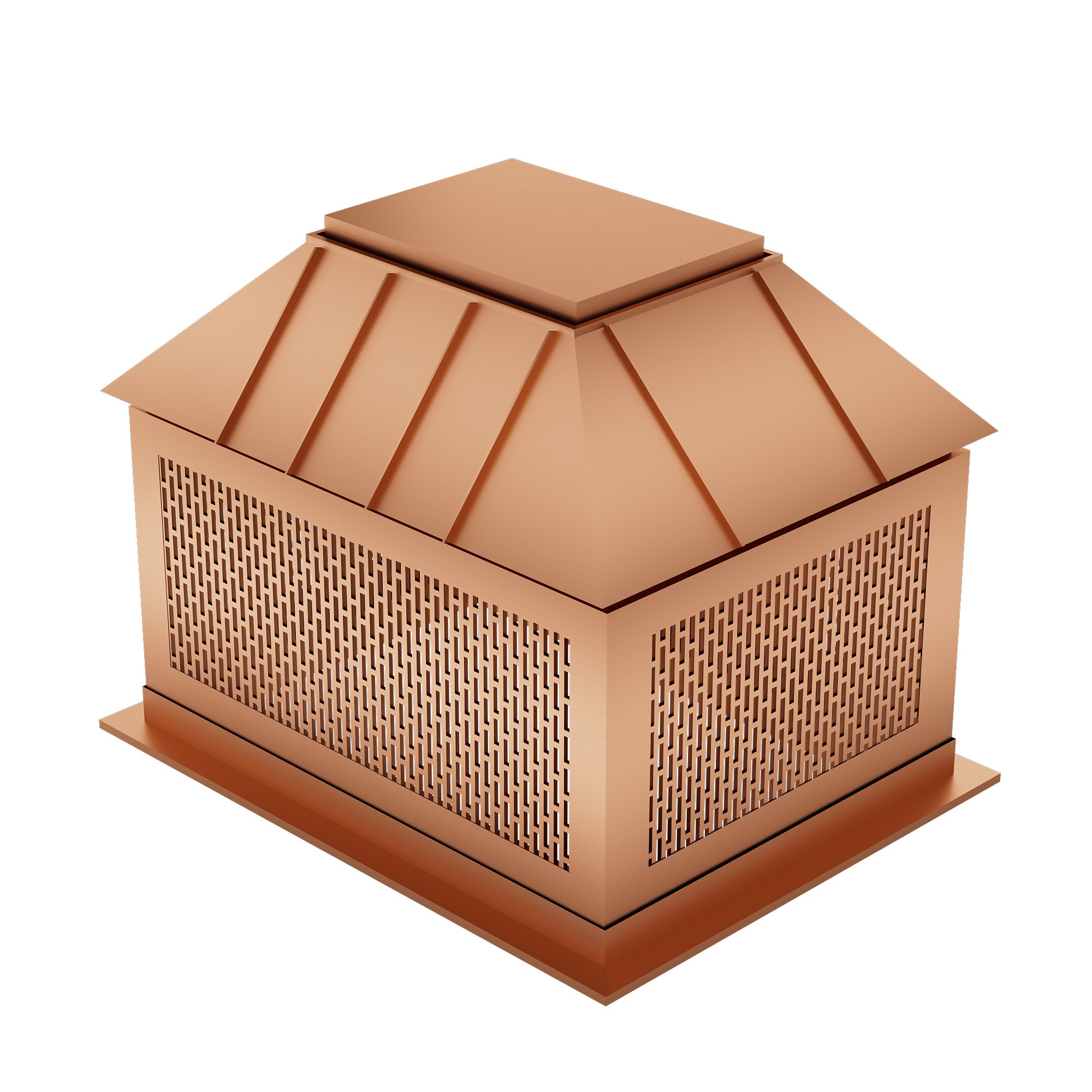Custom Copper chimney cap with flat mesh cover for commercial chimneys