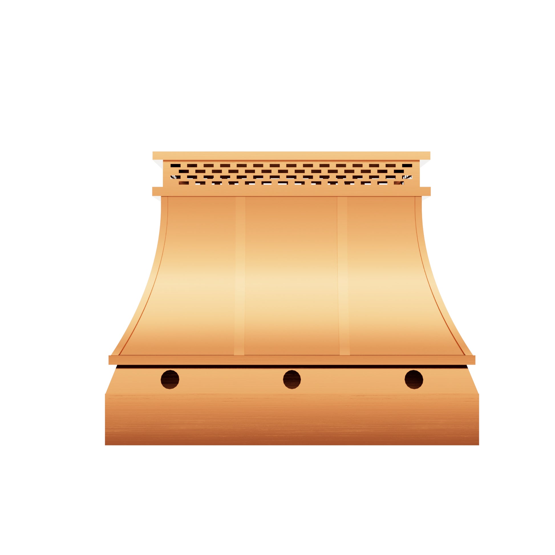 Copper chimney cap with customizable details for rural chimneys