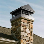 Black Stainless Steel chimney cap with pyramid design for residential chimneys