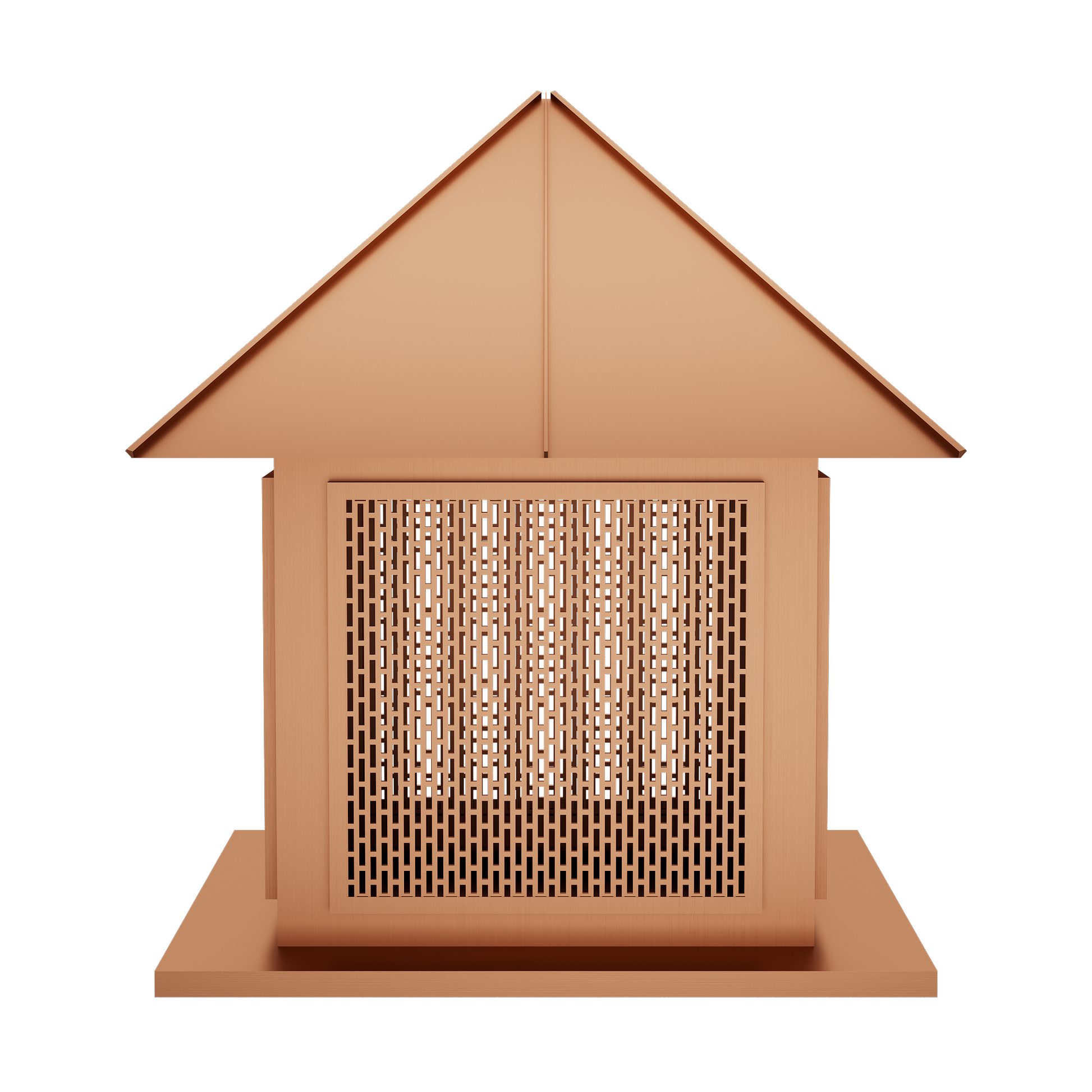 Copper chimney cap with  mesh barrier for commercial property chimneys