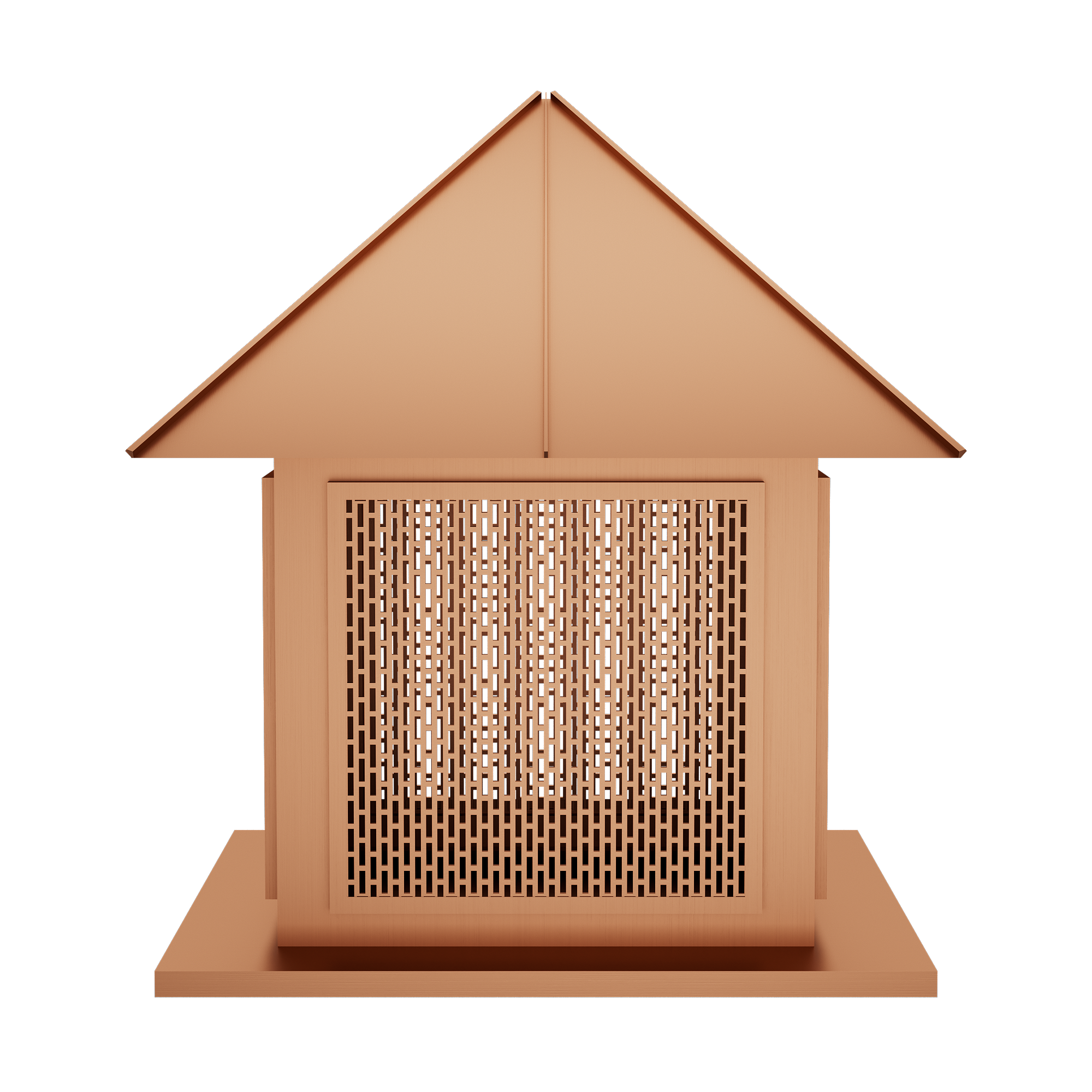 Copper chimney cap with  mesh barrier for commercial property chimneys