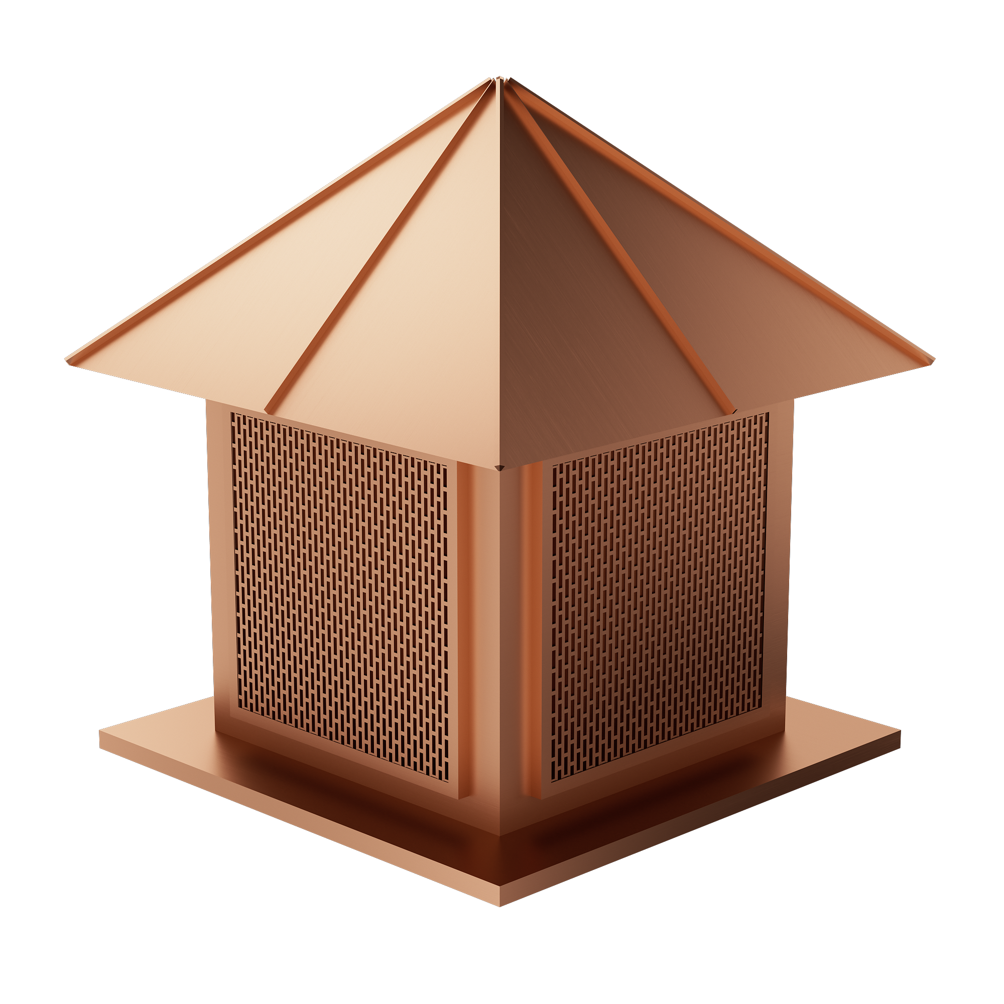 Custom Copper chimney cap with tailored texture for modern home chimneys