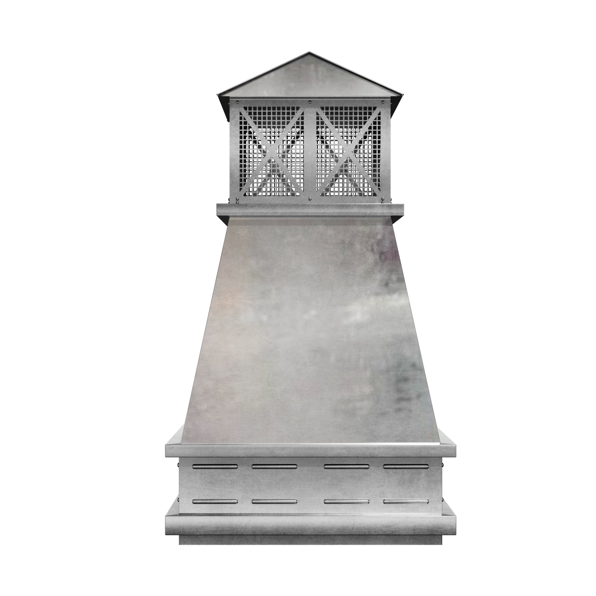 Custom Zinc Chimney Cap with Pointed Top and Mesh