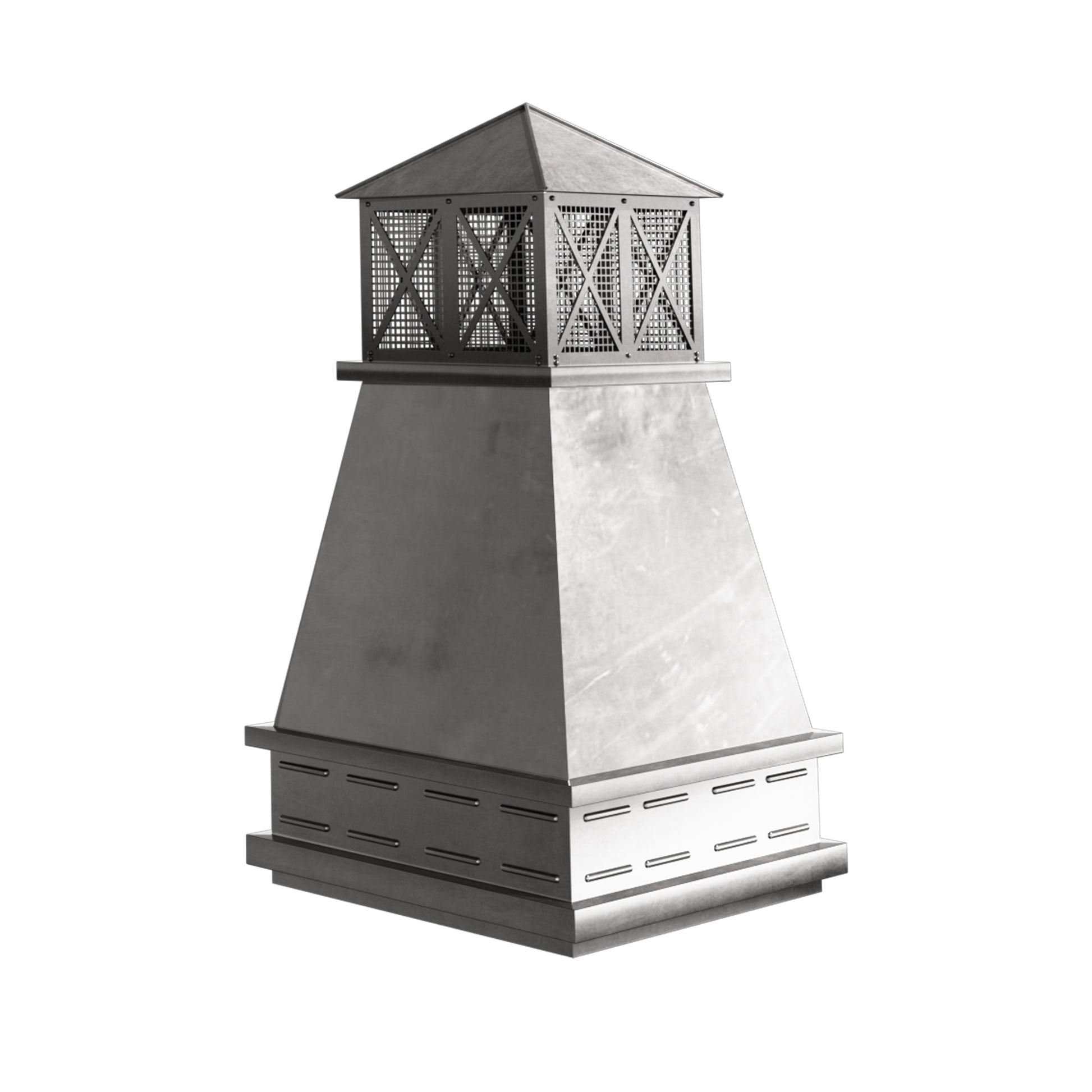 Custom Zinc Chimney Cap with Pointed Top and Mesh