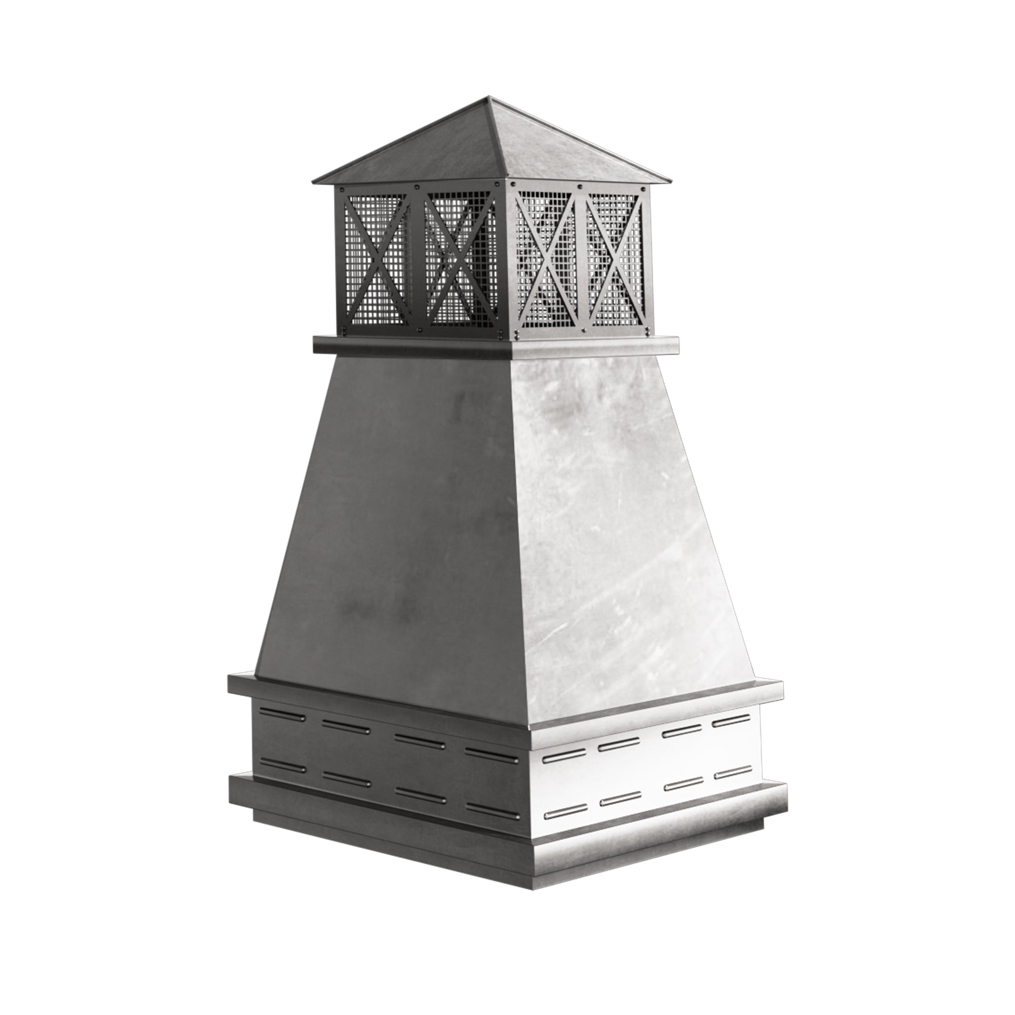 Custom Zinc Chimney Cap with Pointed Top and Mesh