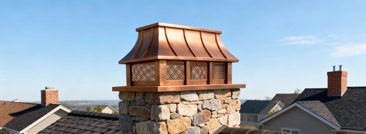 Heavy duty custom copper chimney cap handmade for residential chimney