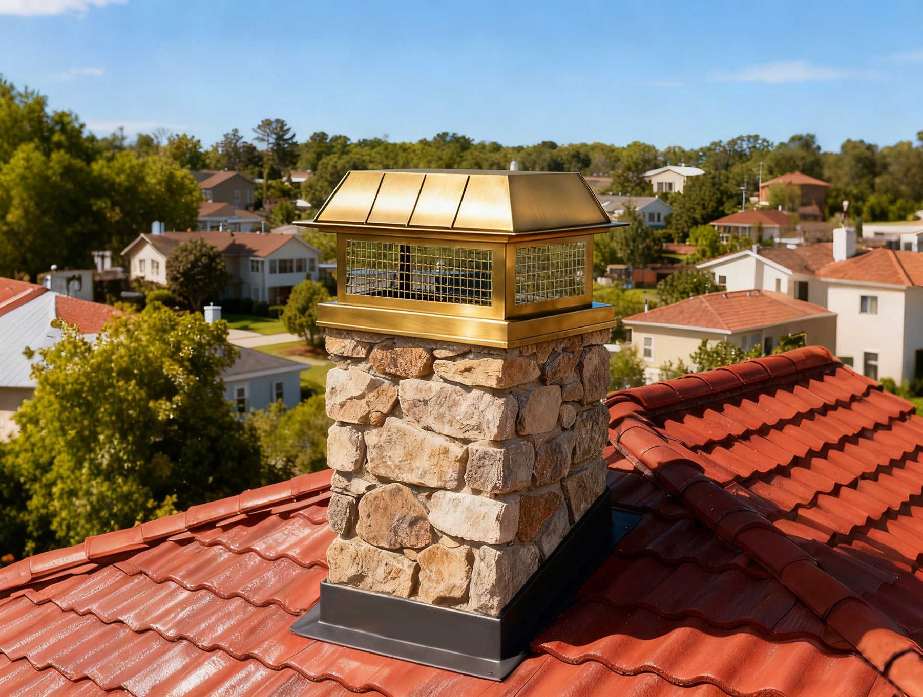 Chimneycapmaster custom brass flat chimney cap