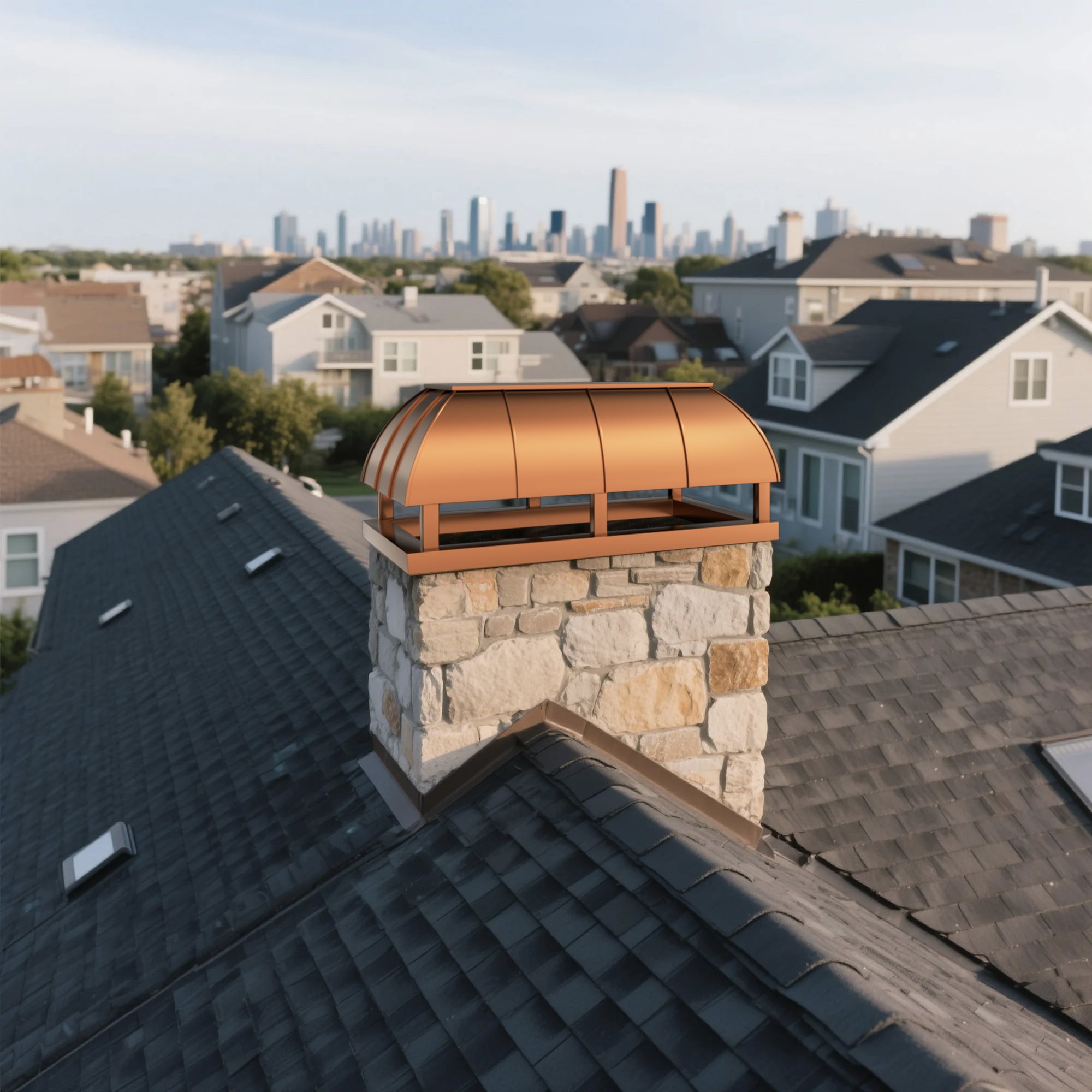 custom flat copper chimney cap