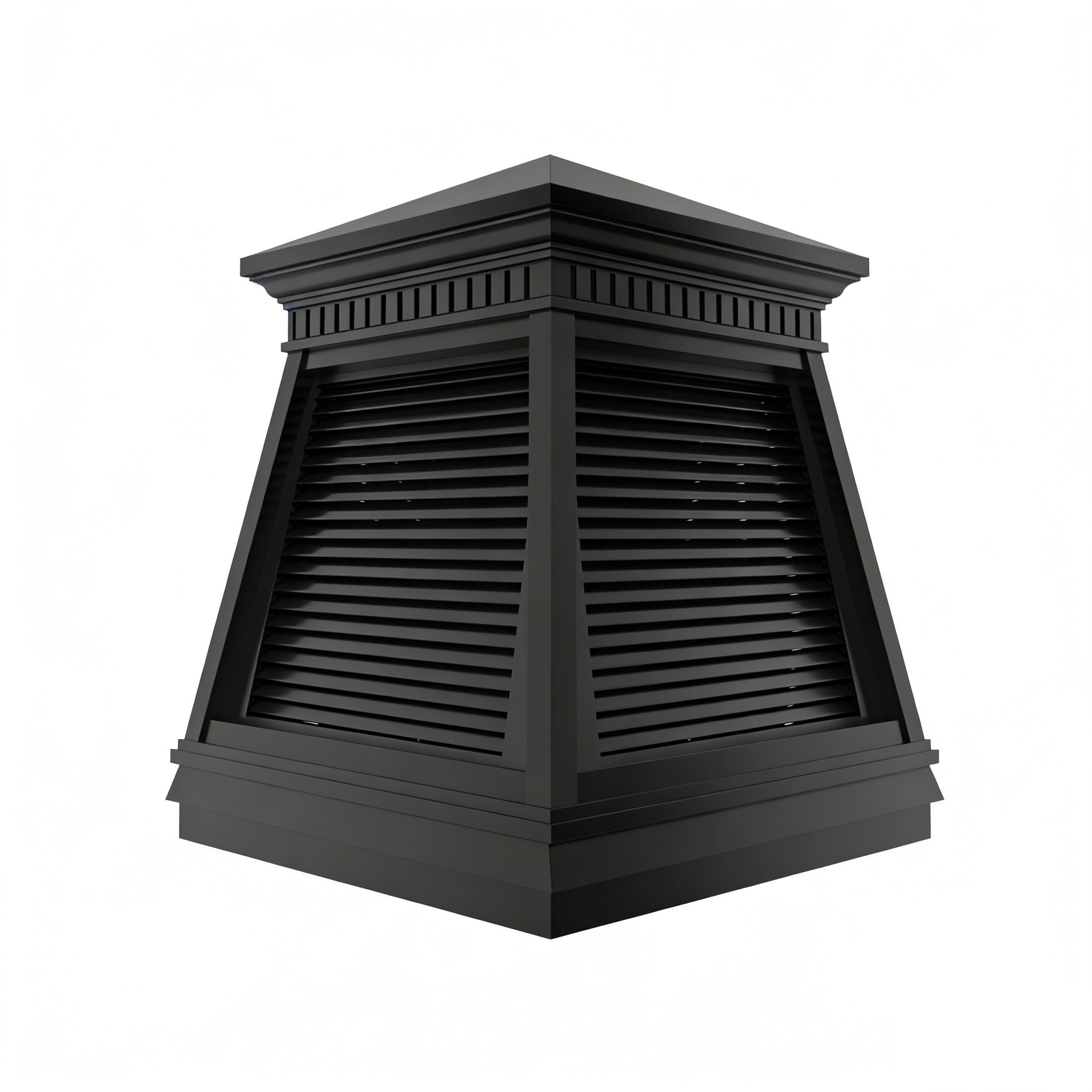 Black stainless steel chimney cover with louver ventilation design