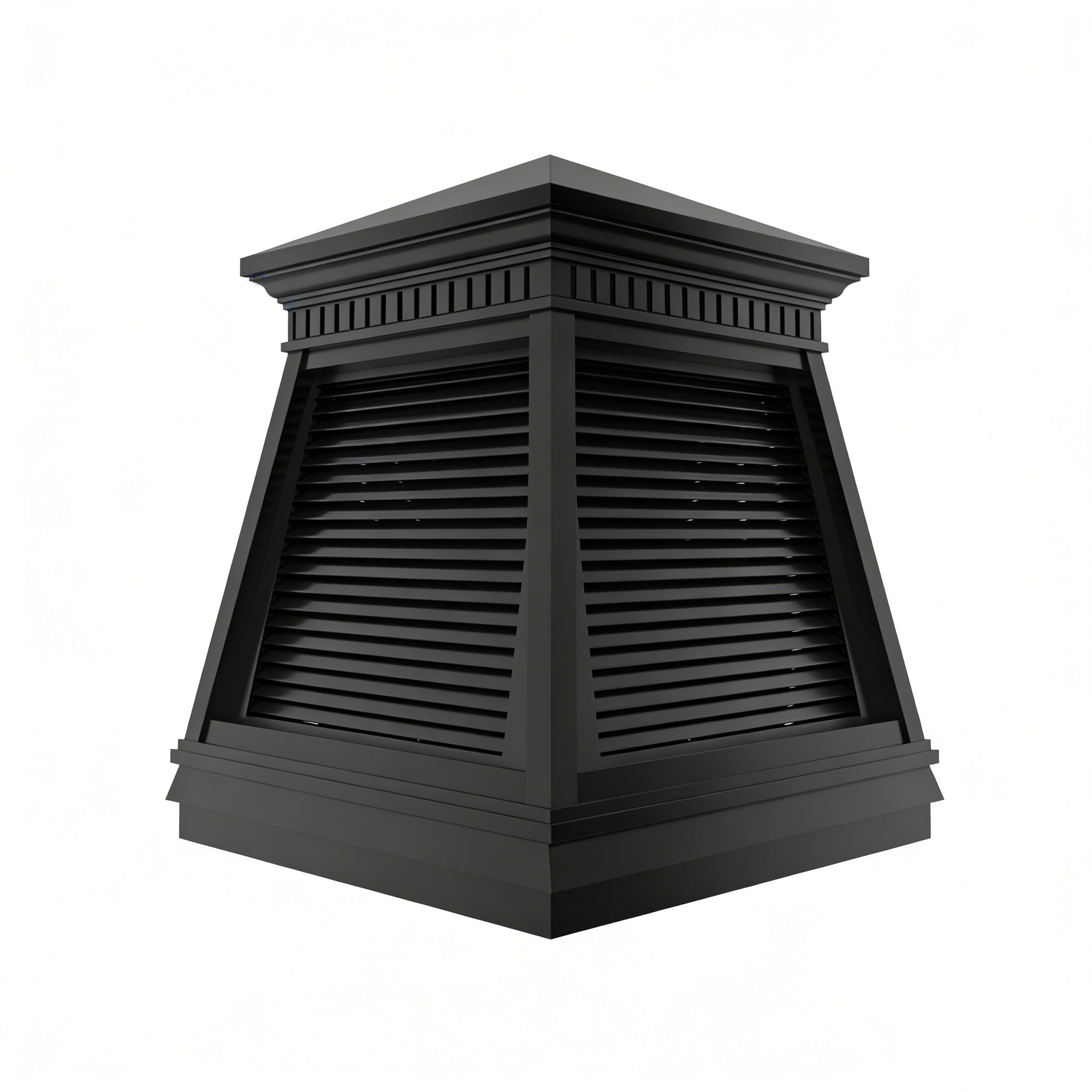 Black stainless steel chimney cover with louver ventilation design