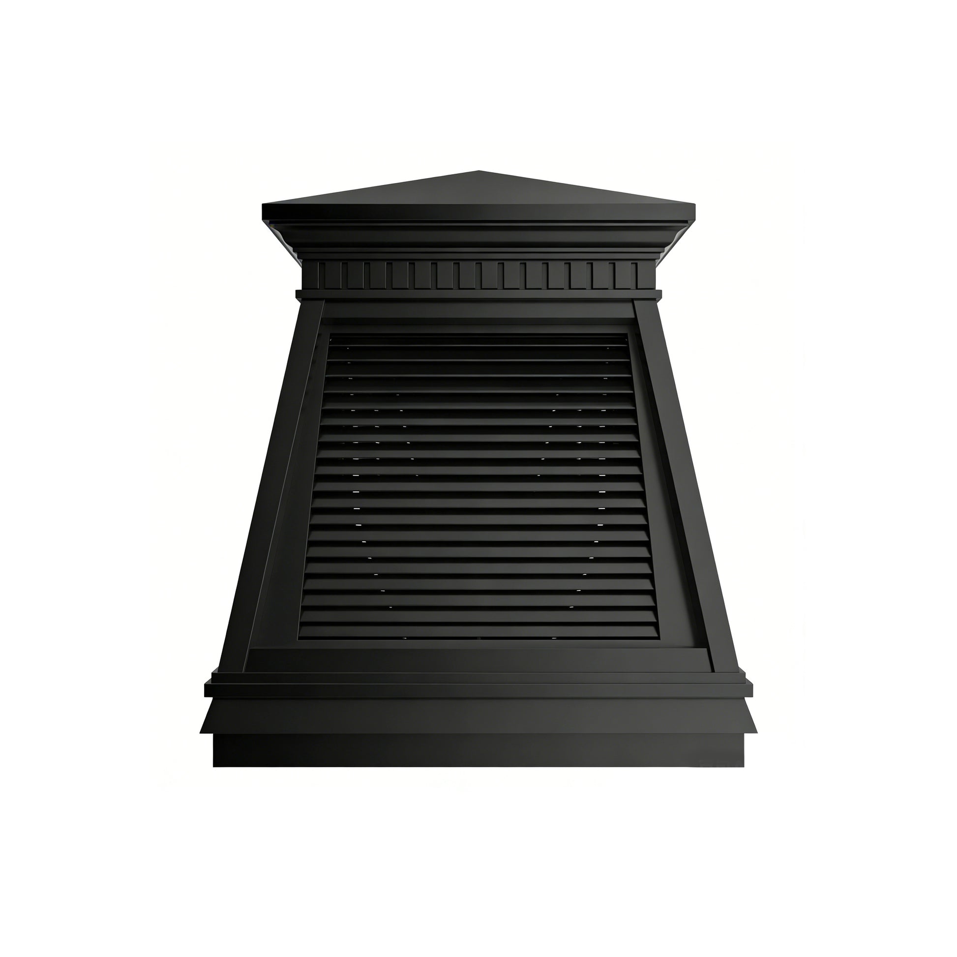 Black stainless steel chimney cover with louver ventilation design