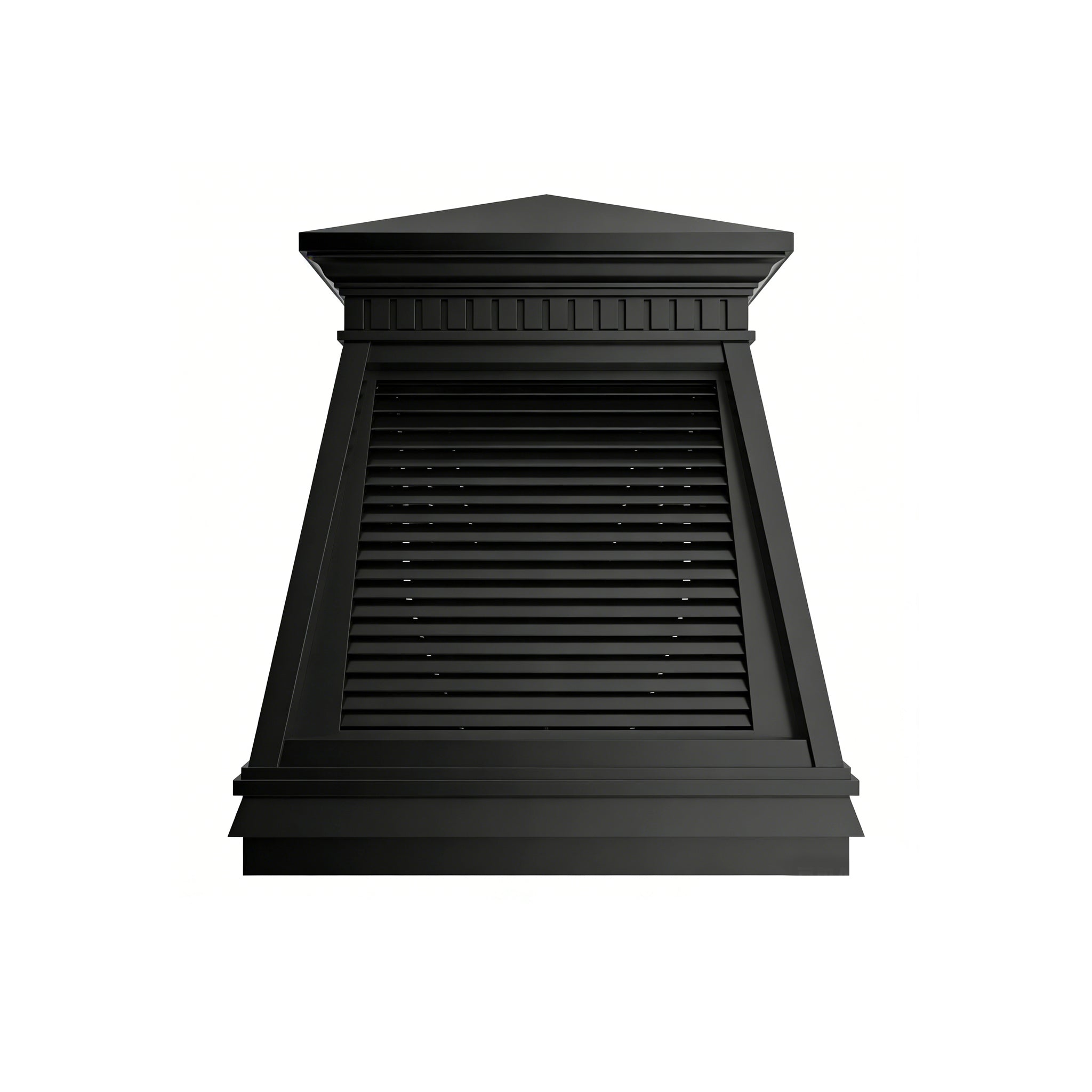 Black stainless steel chimney cover with louver ventilation design