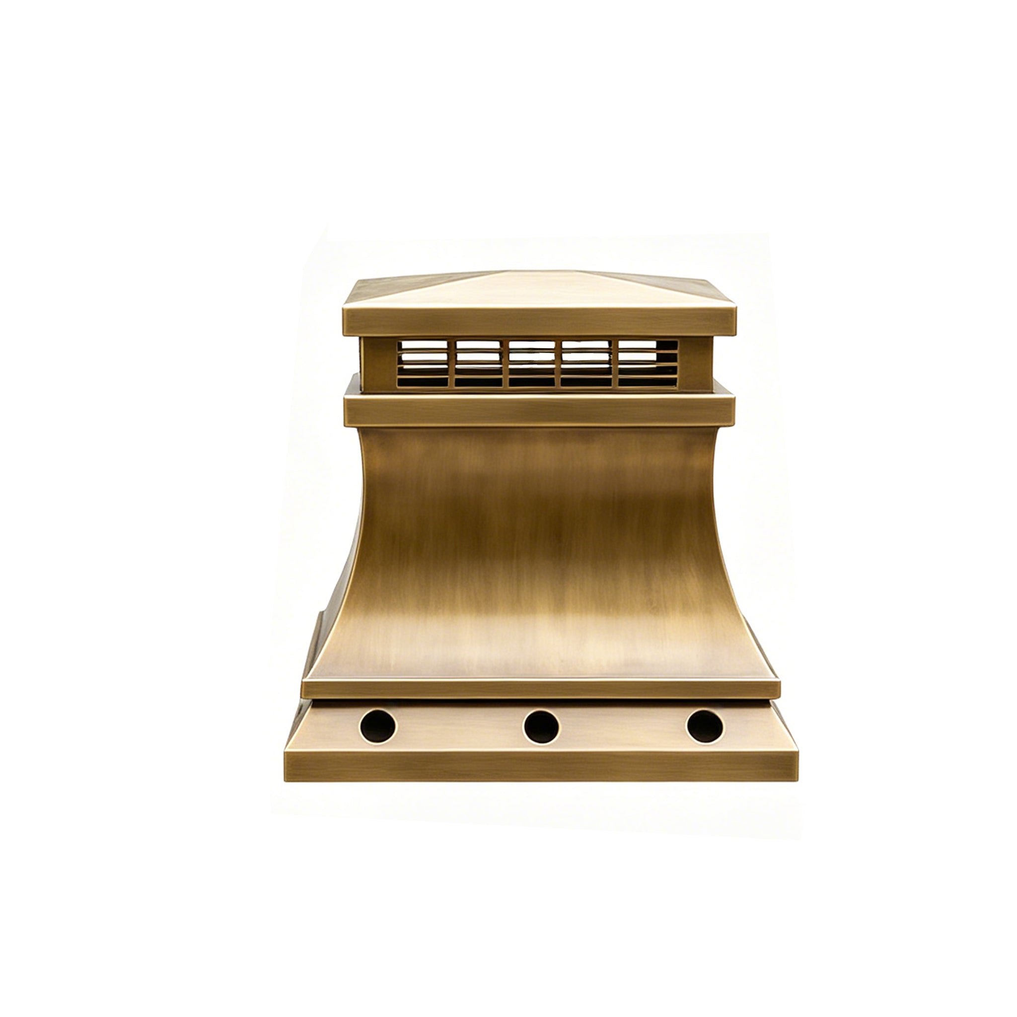 Luxury antique brass chimney cap with handcrafted flat top design for Charleston homes