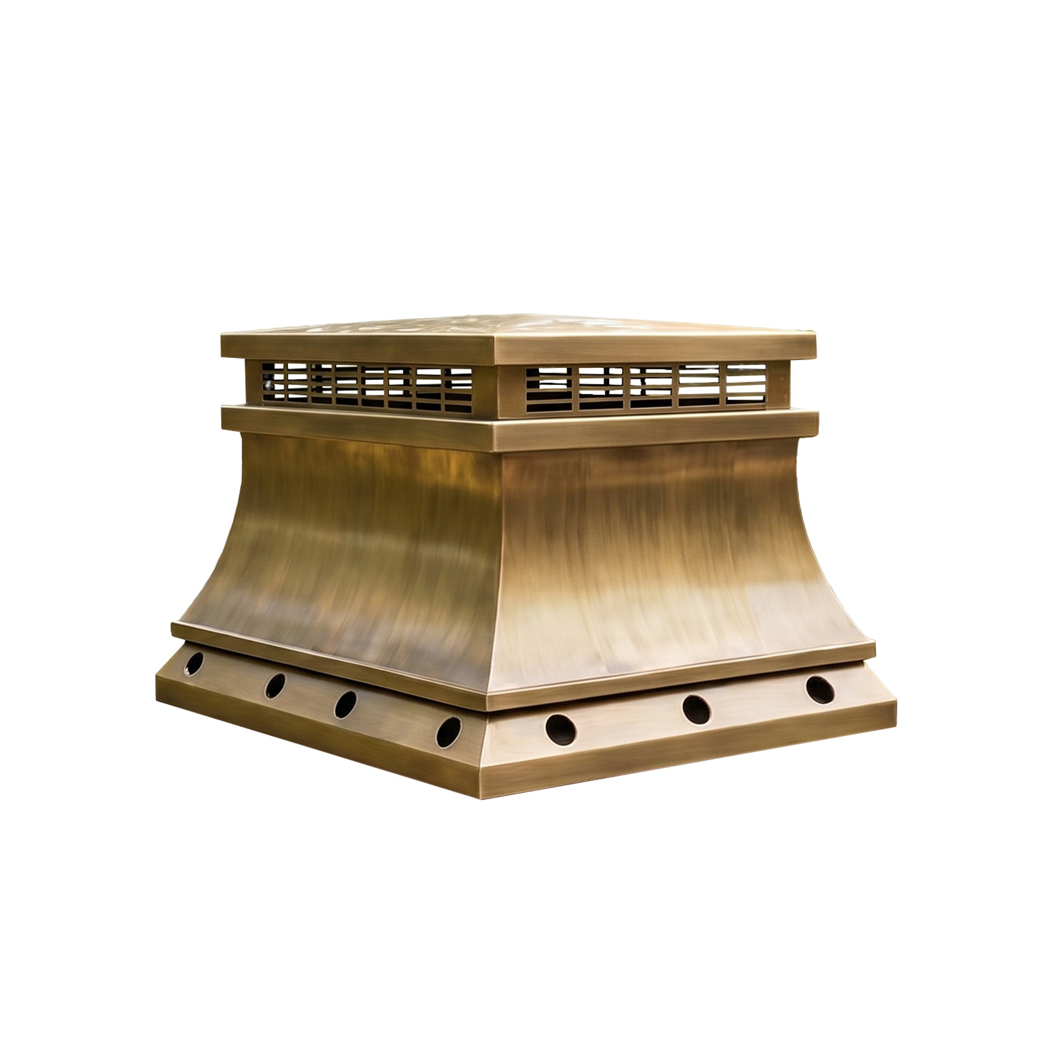 Luxury antique brass chimney cap with handcrafted flat top design for Charleston homes