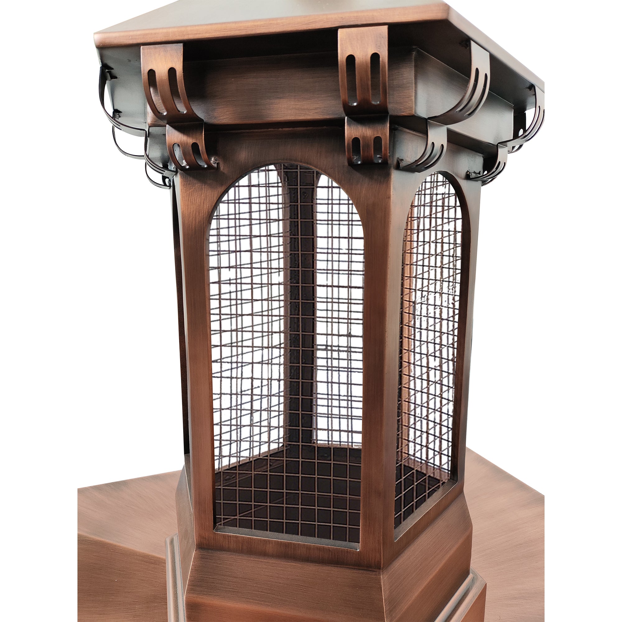 MASTER Chimney Chase Cover And Cap Custom Antique Copper with Protective Mesh MC-P01