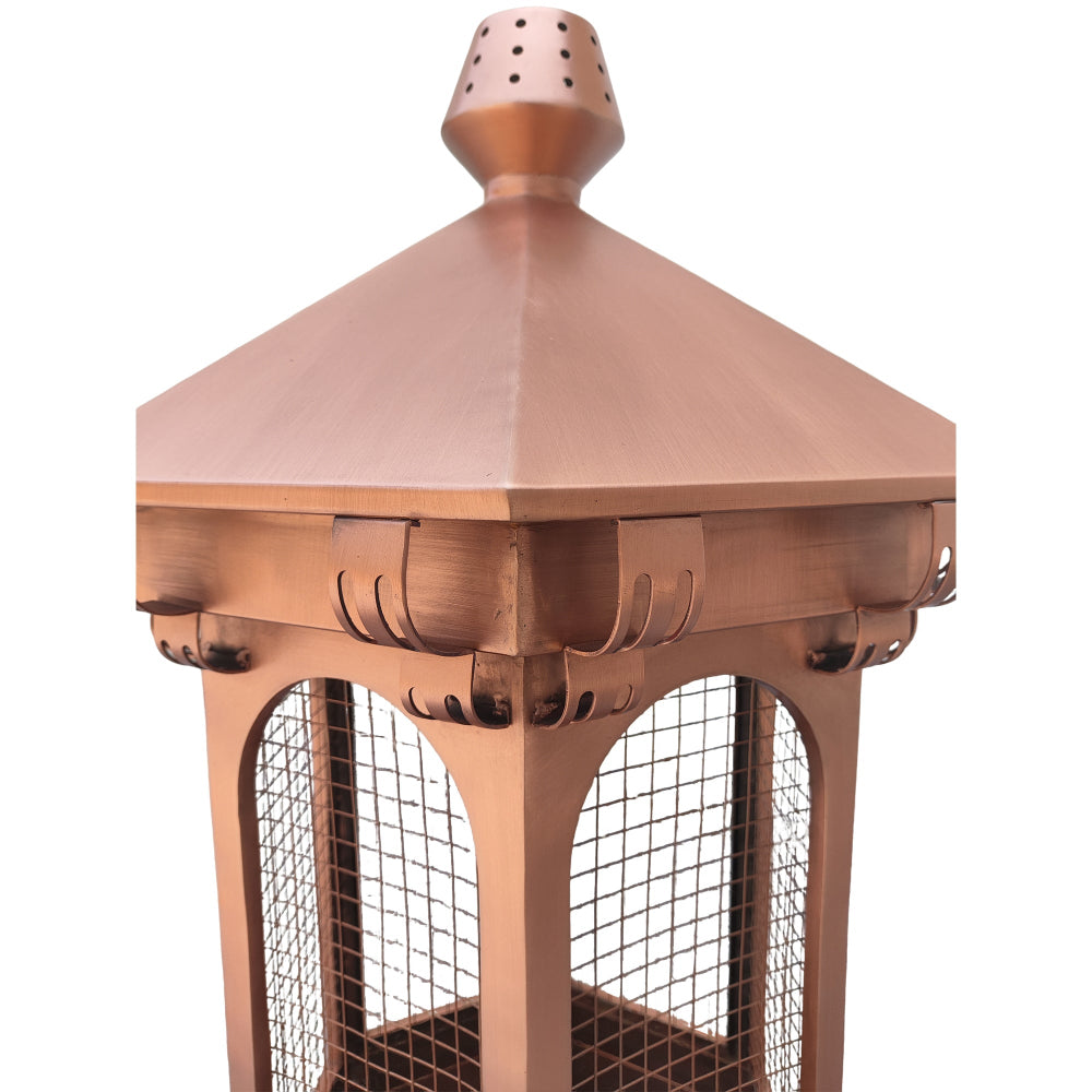 copper chimney cap custom handcrafted in nature copper with protective mesh at chimneycapmaster