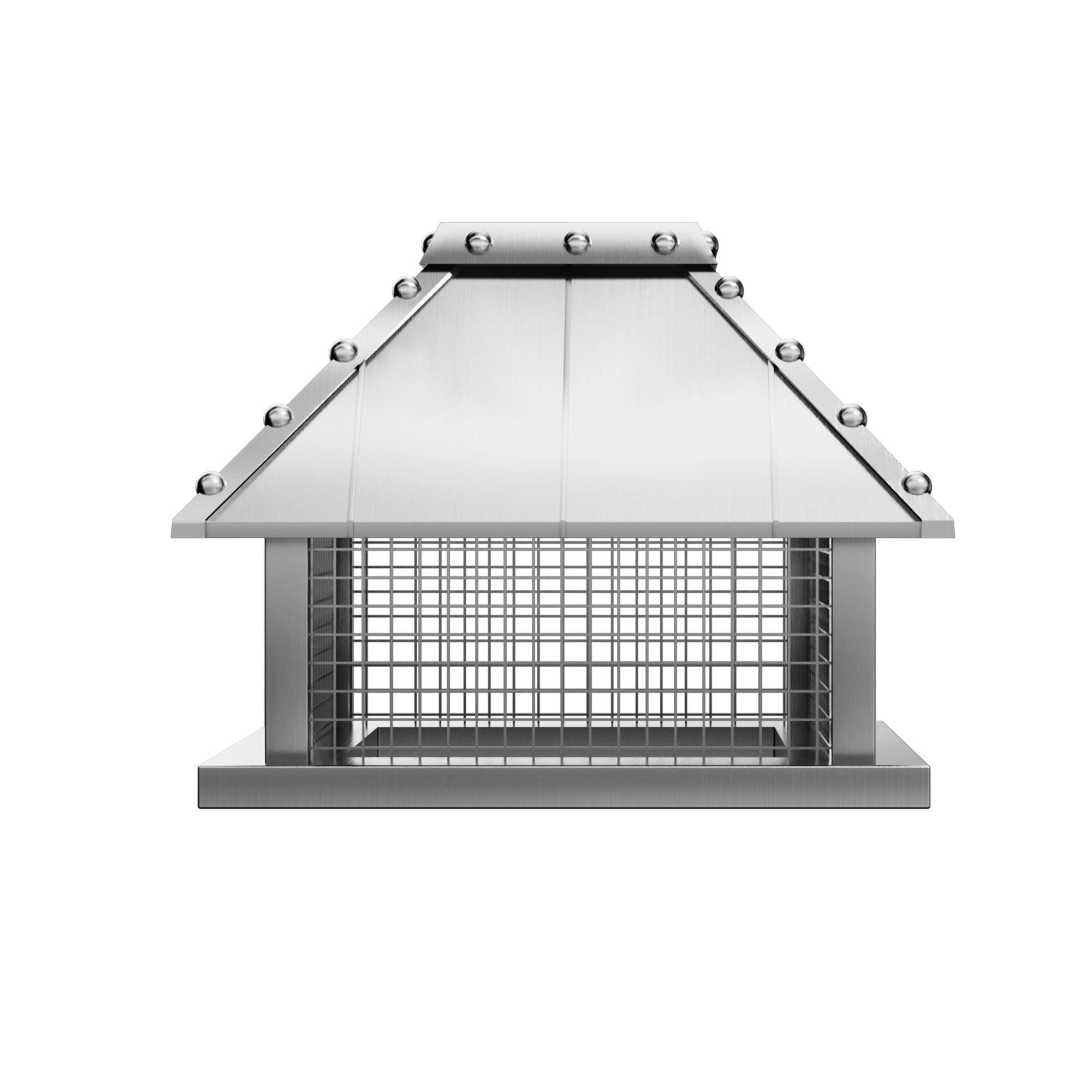 stainless steel chimney rain cap with trims and rivets flat top design at chimneycapmaster