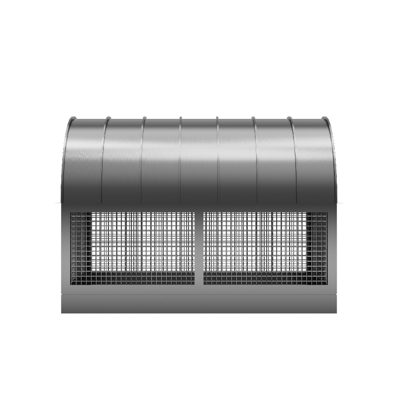 custom brushed stainless steel chimney cap dome top design with trims on top and mash around the body at chimneycapmaster