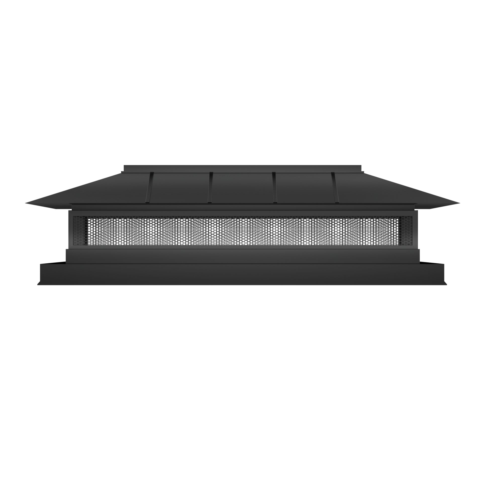 custom black stainless steel flat top chimney cap and large shedding design to prevent rain and snow, with birds screen, only at chimneycapmaster