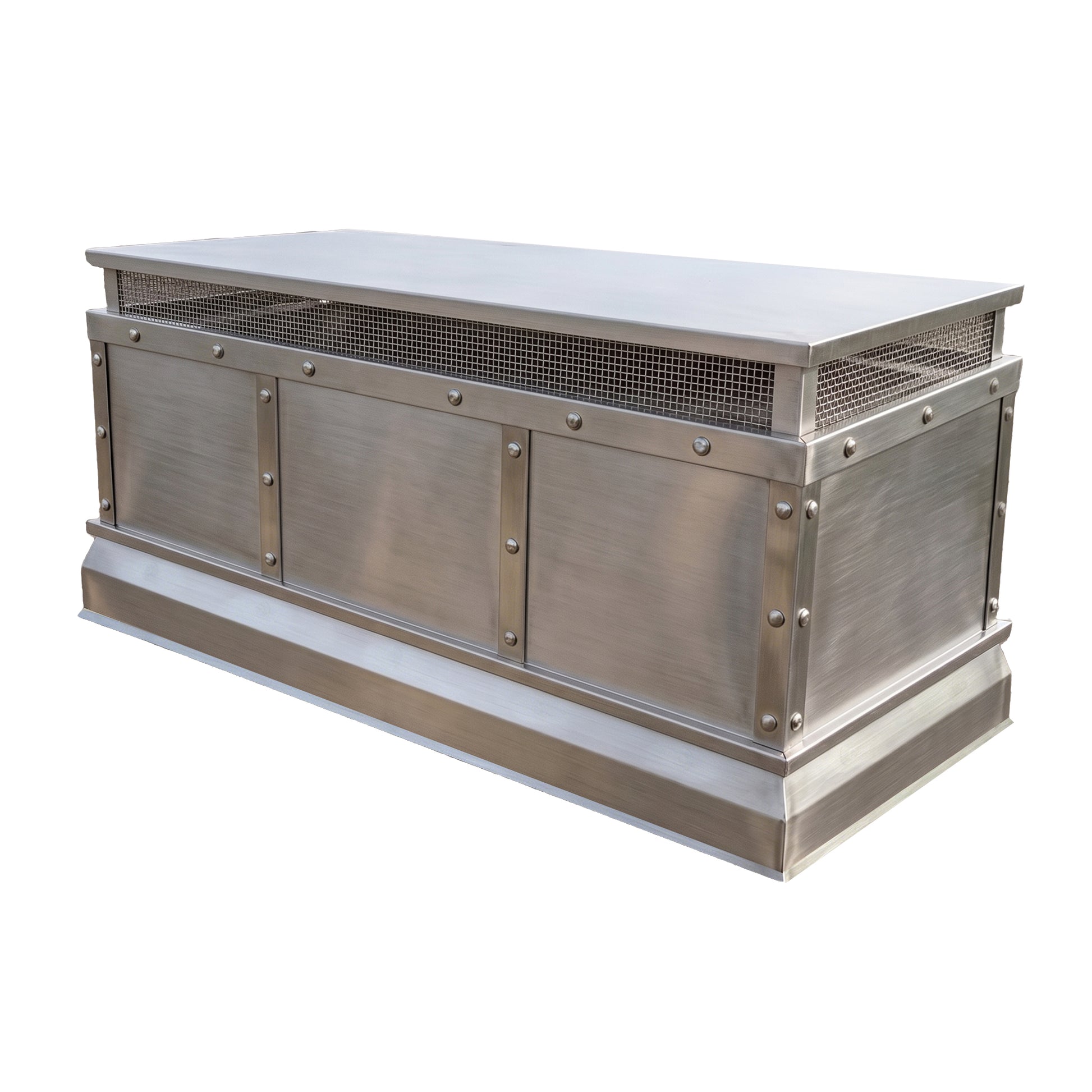 MASTER Custom High End Handmade Zinc Chimney Cover MZ-D01 installed on residential chimney with modern zinc finish