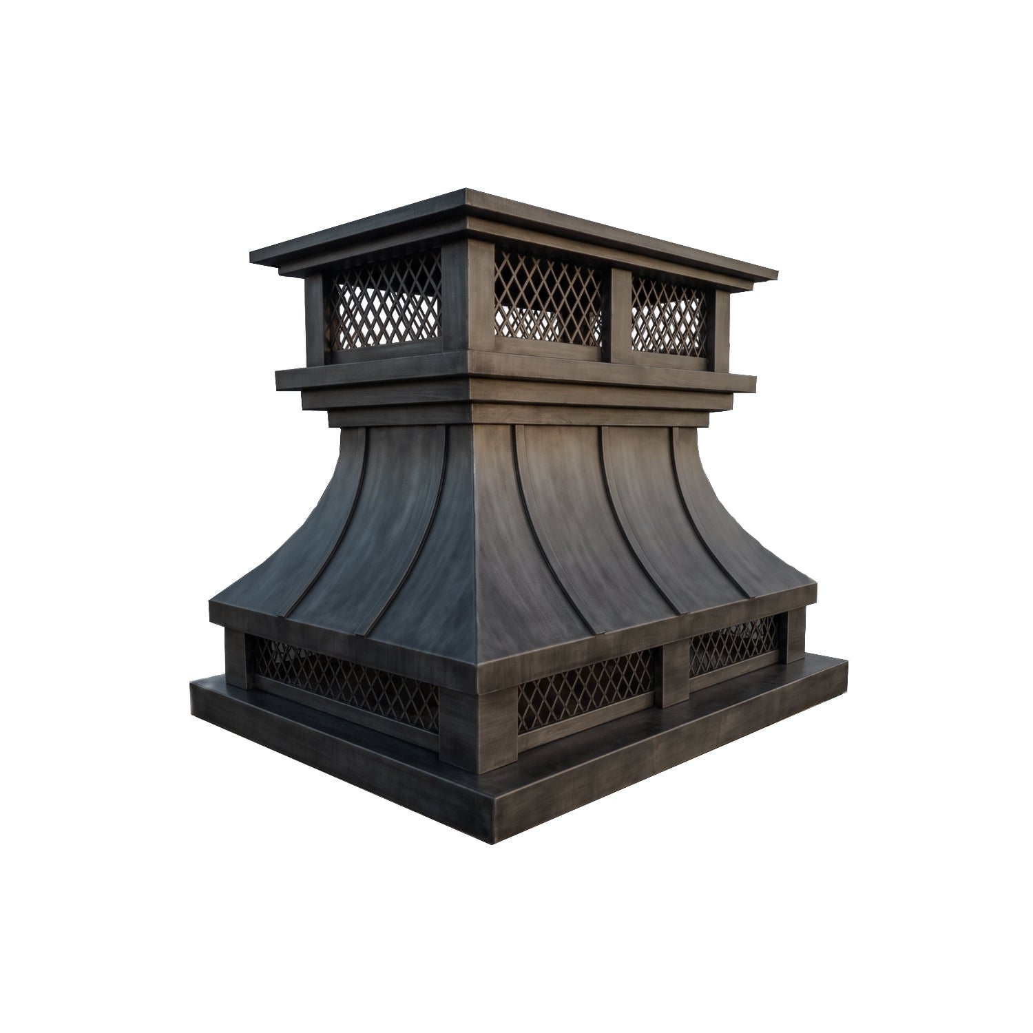 MASTER Custom Stainless Steel Chimney Cap High End Brushed Gray MS-F13 installed on residential chimney
