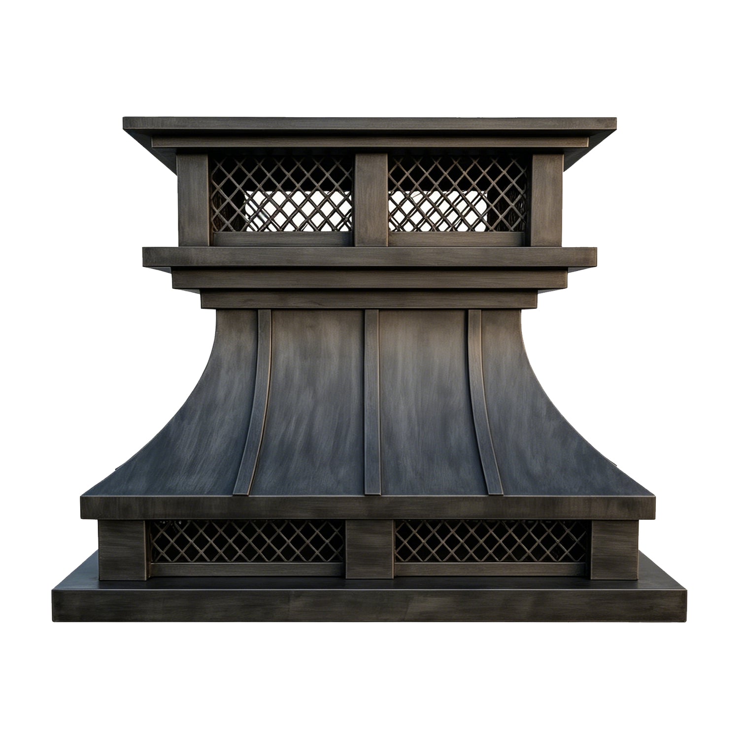 MASTER Custom Stainless Steel Chimney Cap High End Brushed Gray MS-F13 installed on residential chimney