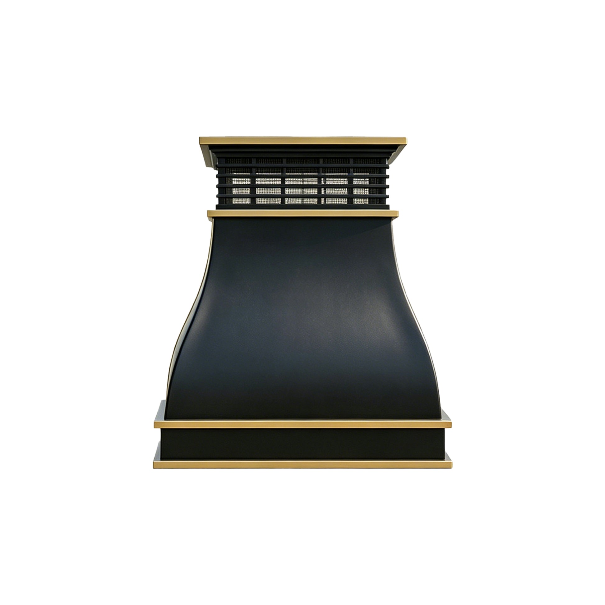 Custom stainless steel chimney crown with decorative brass accents, handmade with seamless welded construction for residential masonry chimneys.