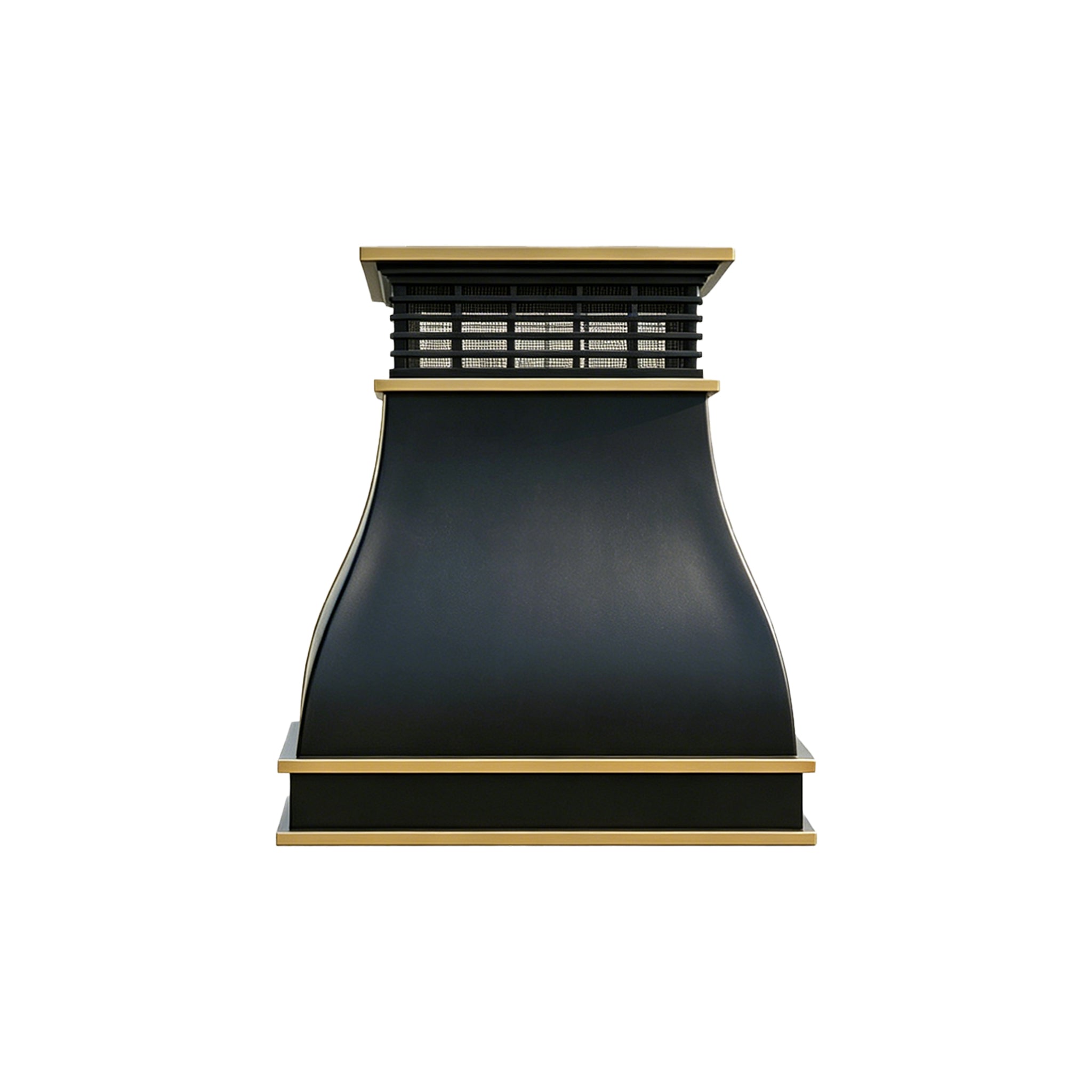Custom stainless steel chimney crown with decorative brass accents, handmade with seamless welded construction for residential masonry chimneys.