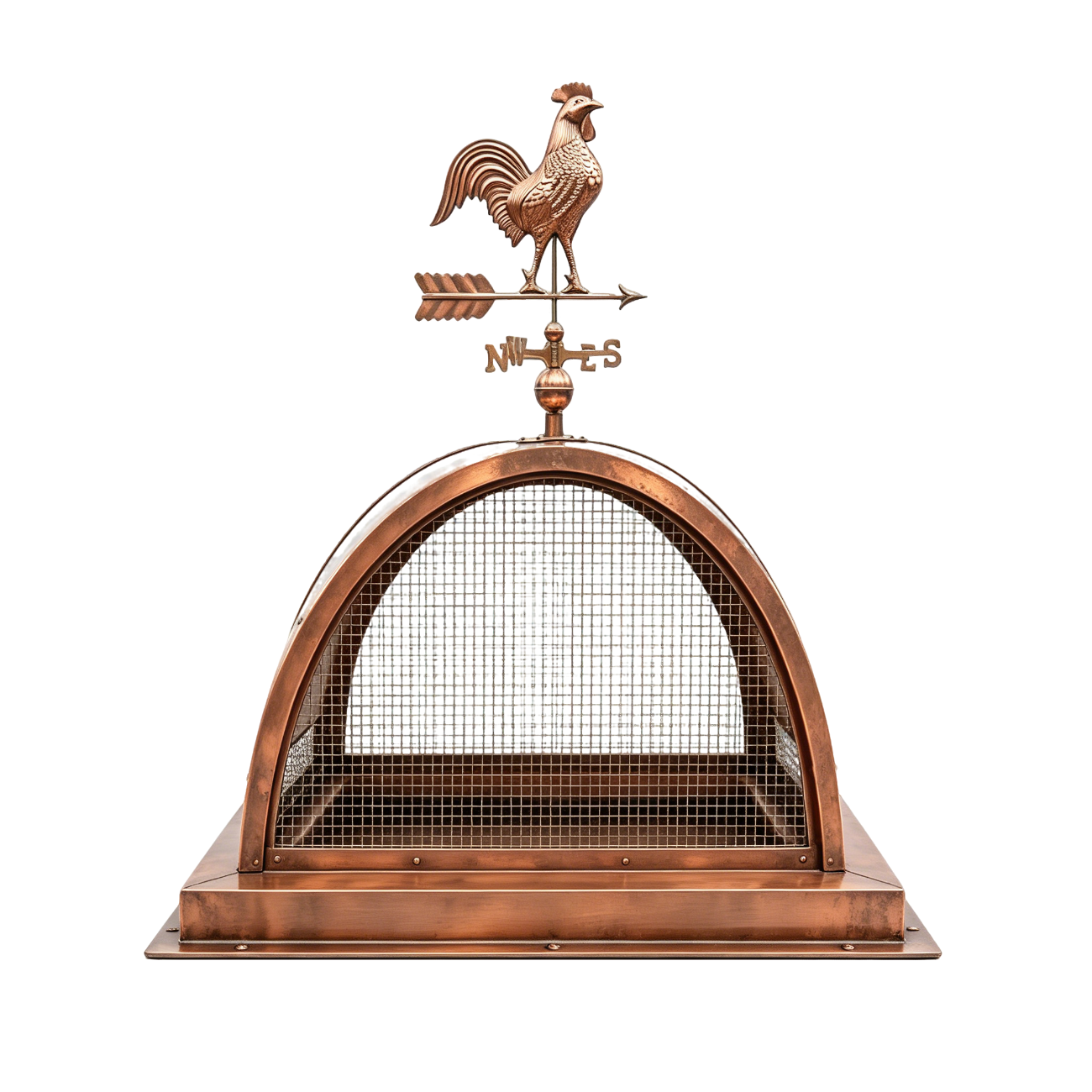 Handmade pure copper chimney cap with decorative weathervane at chimneycapmaster