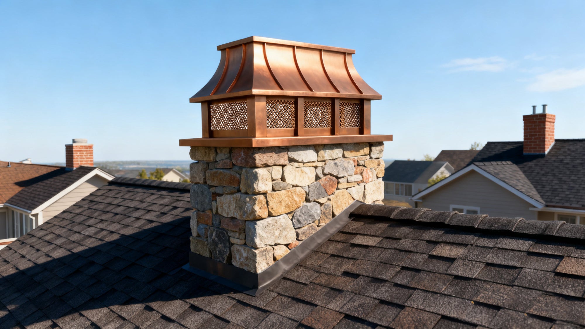 Heavy duty custom copper chimney cap handmade for residential chimney