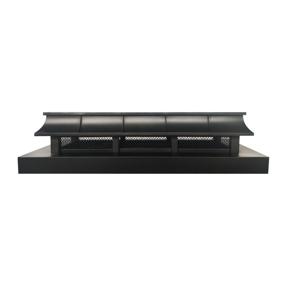 Custom black stainless steel fireplace cap flat top with mesh at chimneycapmaster