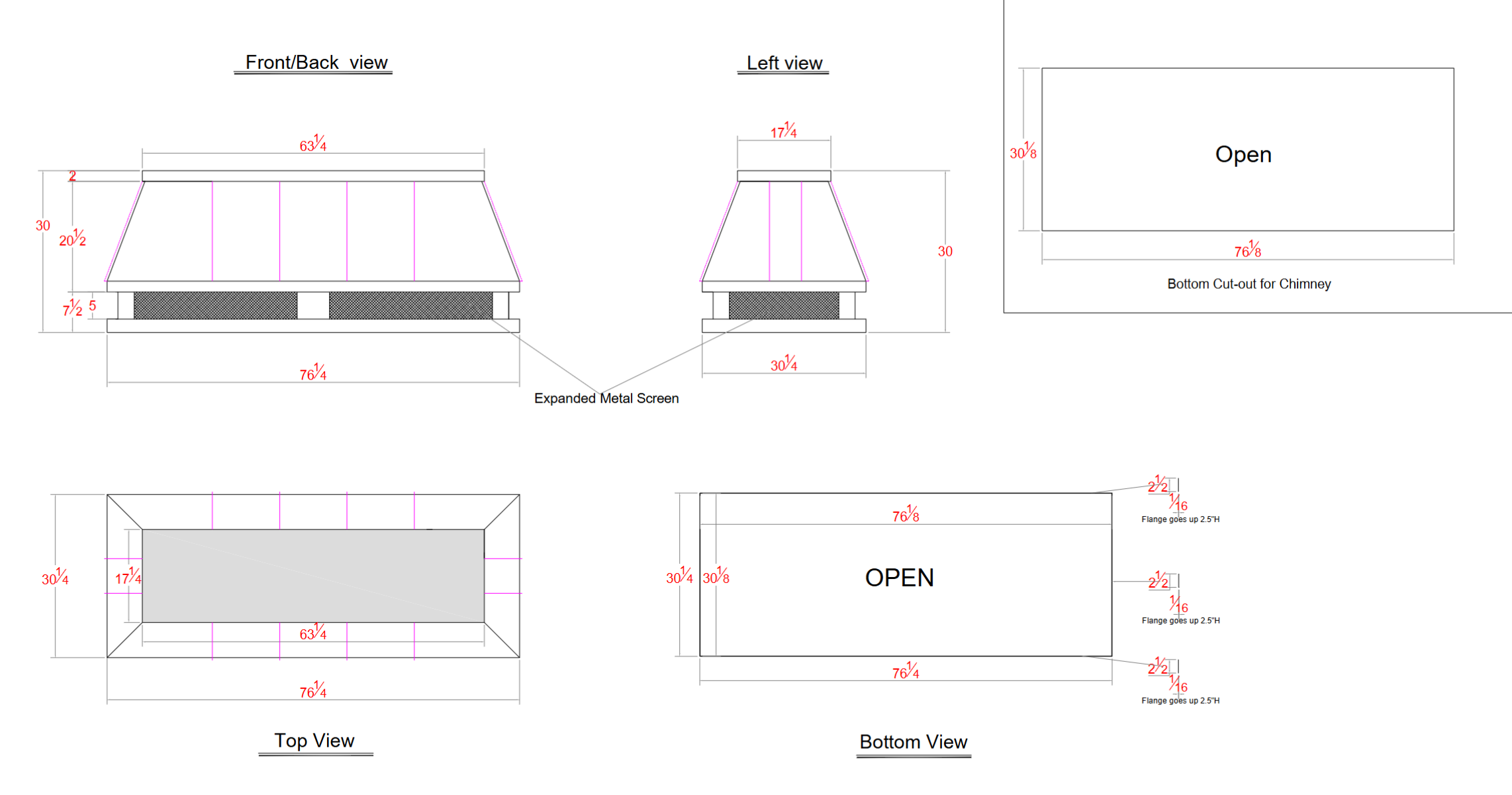 MASTER Custom Flat Stainless Steel Chimney Cover for Chelsea